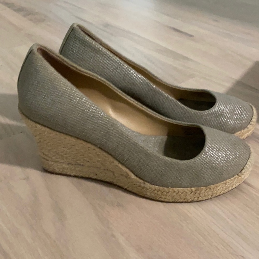 Size 7.5 jcrew silver espadrilles platform